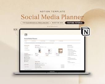 Notion Template Social Media Planner, Content Planner for Business & Freelancers Instagram Facebook Youtube Notion Planner Content Organizer