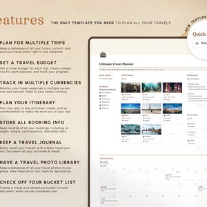 Notion Template Travel Planner Vacation Planner Holiday Planner Notion Planner, Travel Journal Itinerary Travel Organizer Notion Templates image 2