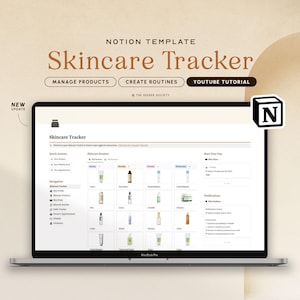 Notion Template Skincare Tracker, Notion Planner Beauty Tracker, Skincare Manager Notion, Skincare Routine Planner, Notion Skincare Template