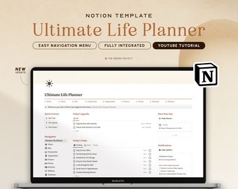 Notion Template Ultimate Life Planner All in One Notion Dashboard Personal Planner Aesthetic Minimal ADHD Planner Notion Organizer Tracker