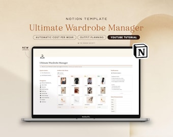 Notion Template Garderoben-Manager, Notion Outfit-Planer, Notion Template Outfit-Planung, ästhetischer Notion, Notion Planner, Notion Dashboard