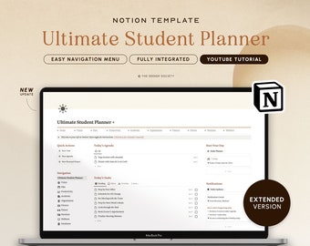 Notion Template Extended Student Planner Academic Planner Notion Dashboard College Planner Study Assignment Tracker Notion Homework Tracker