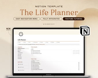 Notion Template Life Planner | Notion Dashboard, Notion Planner, All in One Notion Templates with Vision, Plan, Finance, Fitness, Nutrition