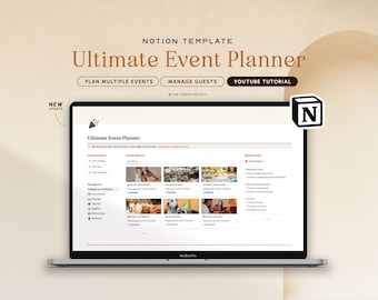 Notion Template Event Planner, Party Checklist, Event Organizer Notion, Digital Party Planning Template, Party Guest List Tracker Template