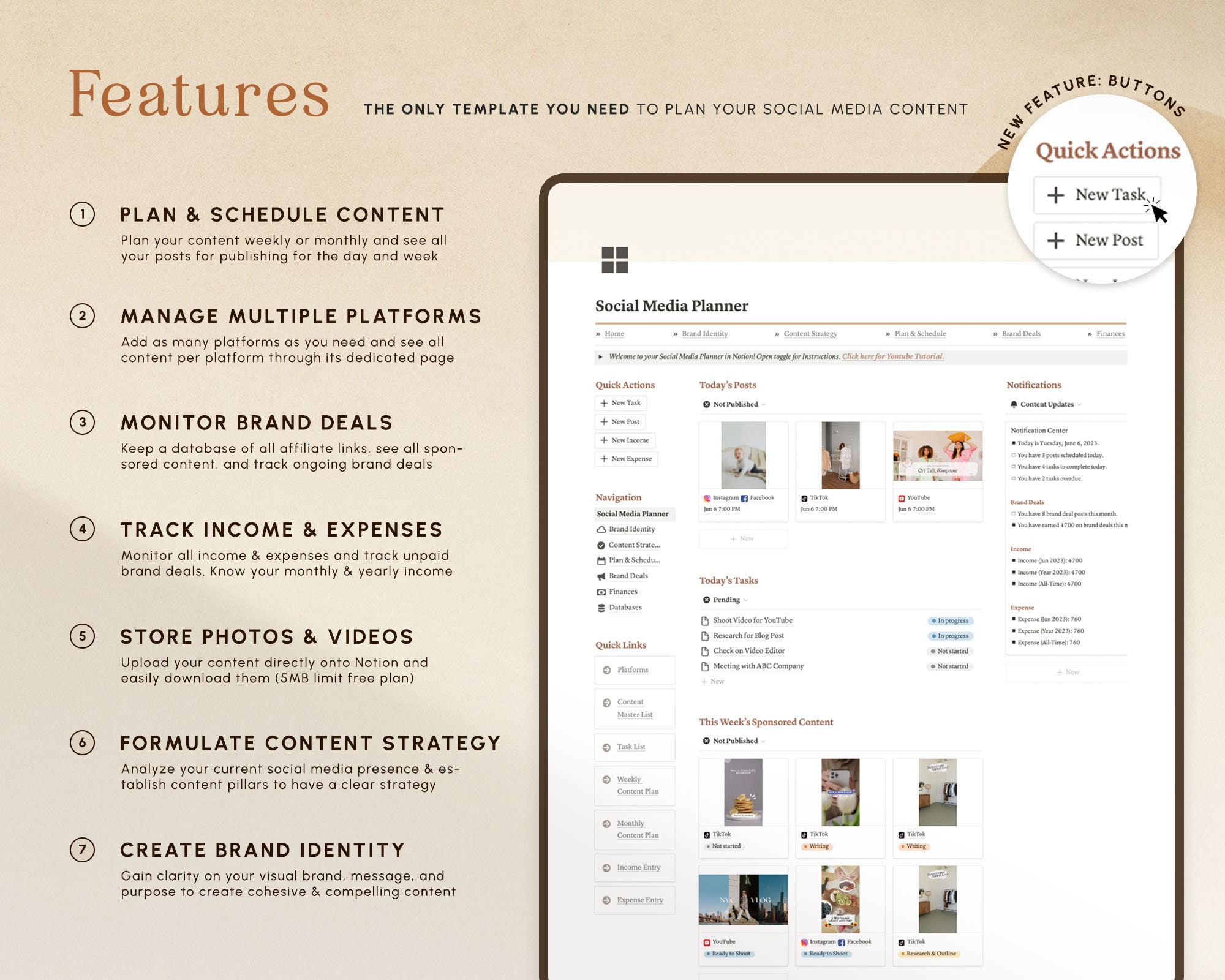 Notion Template Social Media Planner, Content Planner for Influencers ...