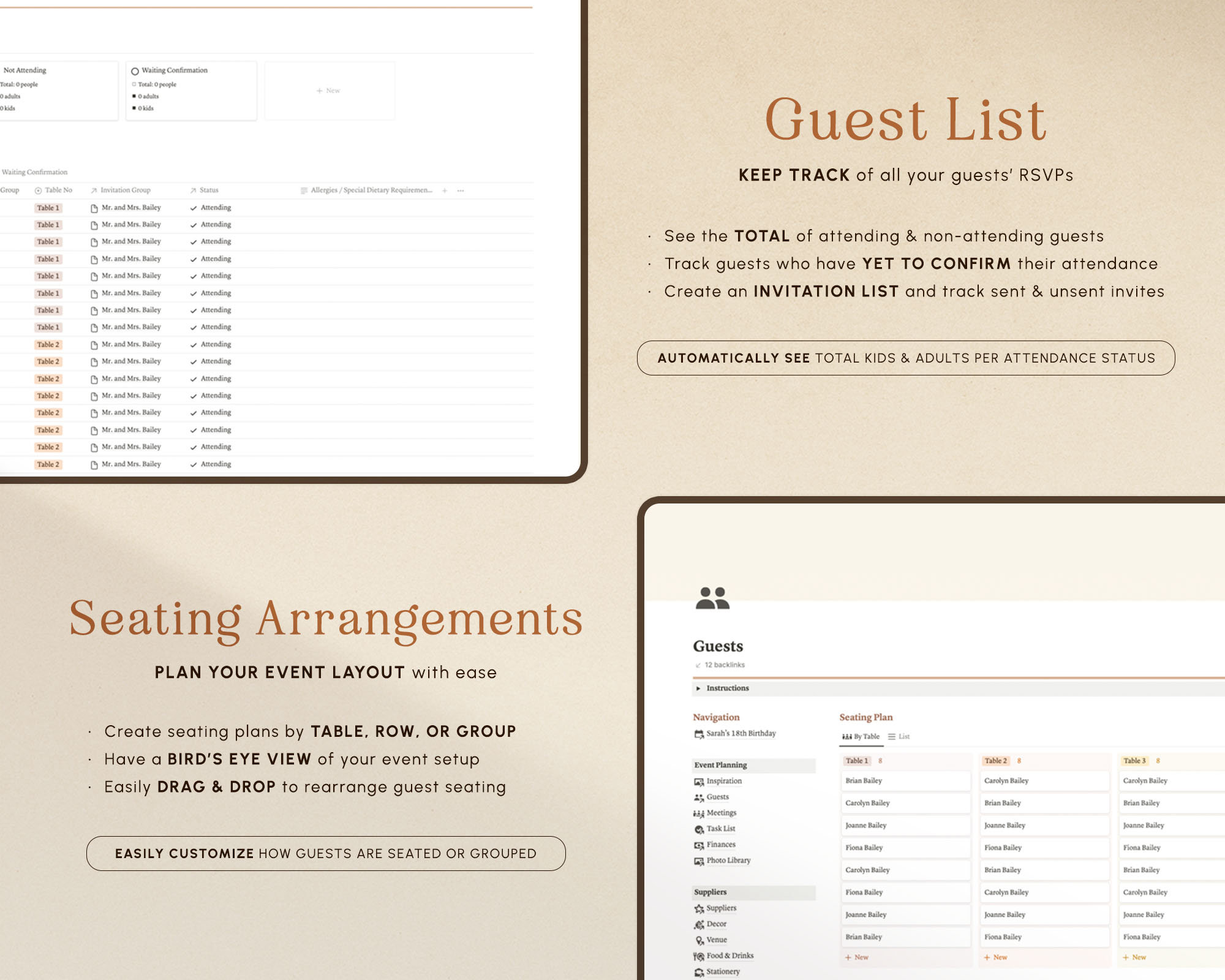 Notion Template Event Planner, Party Checklist, Event Organizer Notion ...