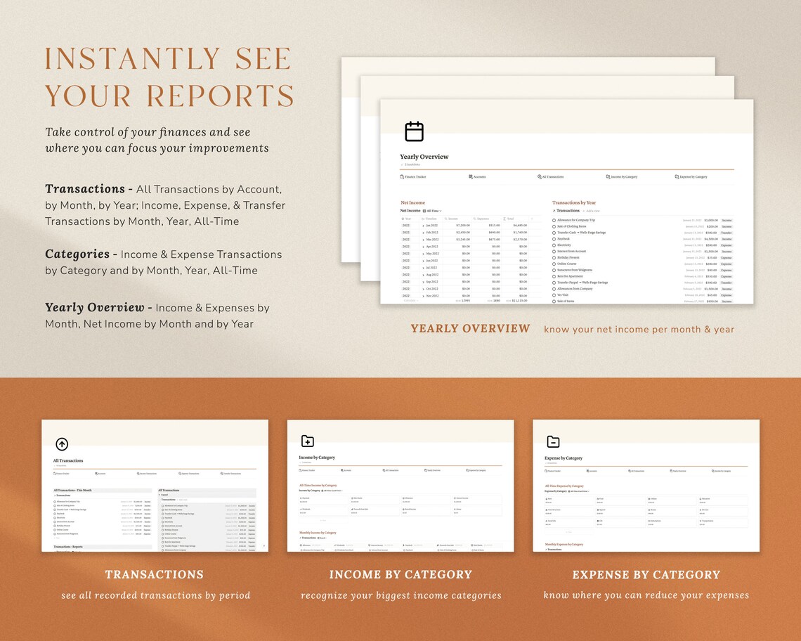 Notion Template Personal Finance Tracker Budget Tracker - Etsy