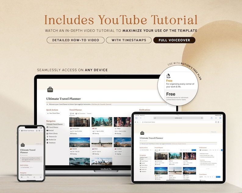 Notion Template Travel Planner Vacation Planner Holiday Planner Notion Planner, Travel Journal Itinerary Travel Organizer Notion Templates image 10