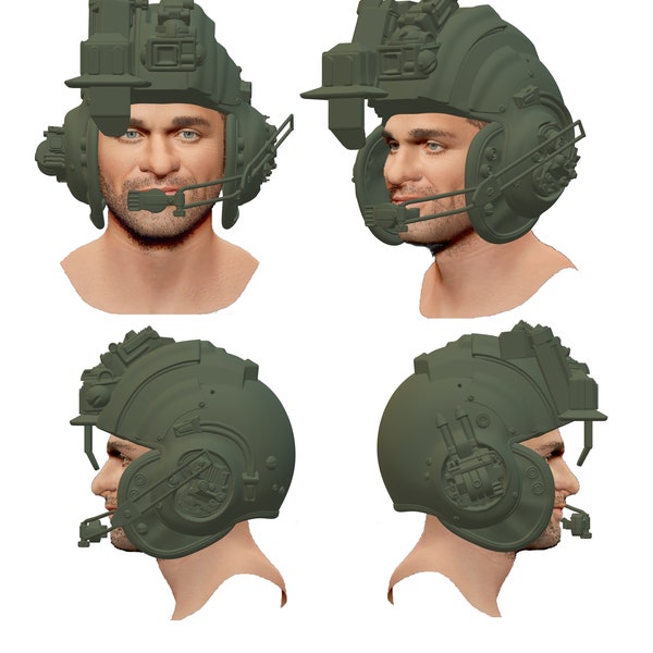 3D Print Model Aliens Colonial Marine Dropship Pilot UD-4 Cheyenne USCM Helmet file Cosplay replica Spunkmeyer