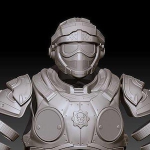 3D Print Model Gears of War Ben Carmine COG Helmet files, Cosplay replica STL