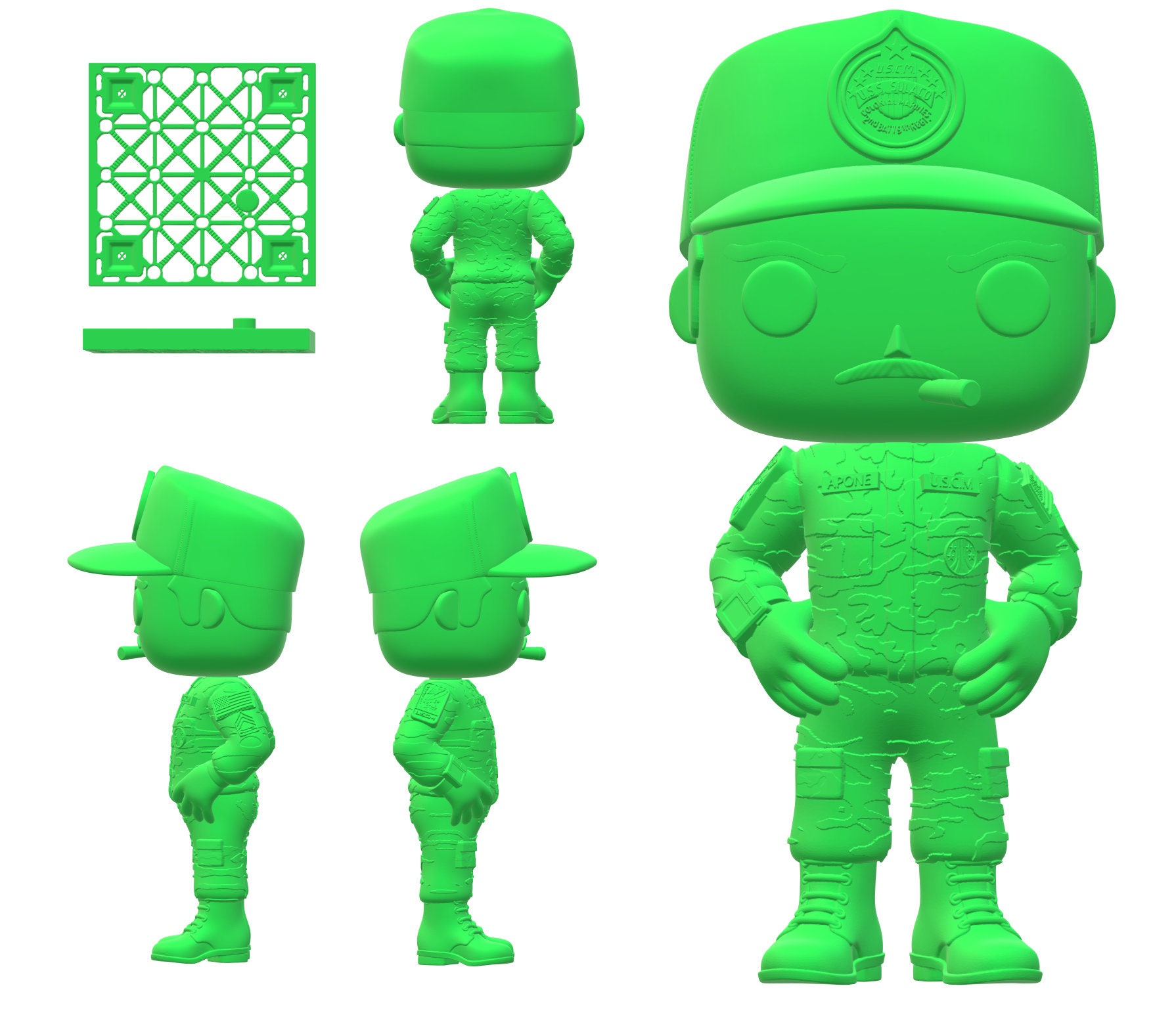 3D Print Model Colonial Marine, STL Files Funko Aliens Briefing Apone