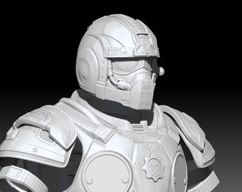 3D Print Model Gears of War Anthony Carmine COG Helmet files, Cosplay replica STL