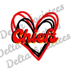 Chiefs PNG, football PNG, sports PNG, team, Digital Art, Sublimation Design, Digital Download, Hand Drawn, School Spirit, school team, Chief