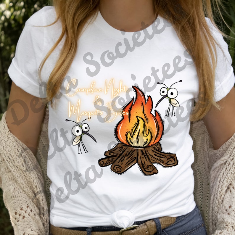 Campfire Nights and Mosquito Bites PNG, Camping PNG, Campfire, Digital