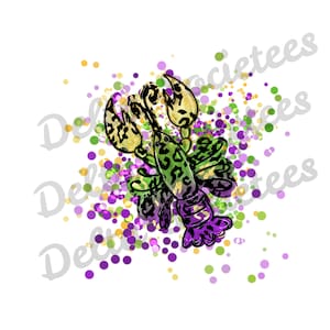 Mardi Gras PNG, Crawfish PNG, Mardi Gras Mask Png, Necklace, Digital Art, Sublimation Design, Digital Download, Hand Drawn, Fleur De Lis