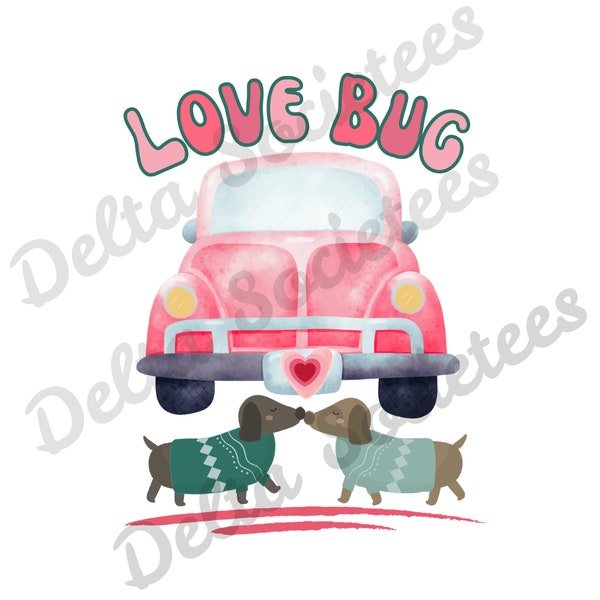 Valentines PNG, Love PNG, heart Png, Love bug, Digital Art, Sublimation Design, Digital Download, Hand Drawn, bug car, Winnie dog