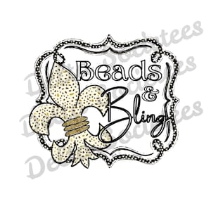 Mardi Gras PNG, Beeds and Bling, Mardi Gras Mask Png, Necklace, Digital Art, Sublimation Design, Digital Download, Hand Drawn, Fleur De Lis