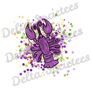 Mardi Gras PNG, Crawfish PNG, Mardi Gras Mask Png, Necklace, Digital Art, Sublimation Design, Digital Download, Hand Drawn, Glitter