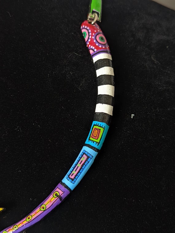 Vintage Silver Handpainted Statement Necklace - image 4