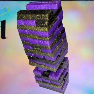 Purple & Black Drinking Stacking Game: Block Tower with Challenges