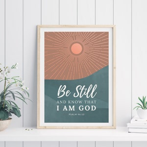 Bible Verse Wall Art of Psalm 46:10, Printable Wall Art, Bible Verse Prints, Christian Decor, Scripture Wall Art, Printable Christian Art