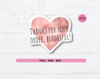 Thank You Stickers PNG: Happy Mail Stickers for Small Business (Digital File)