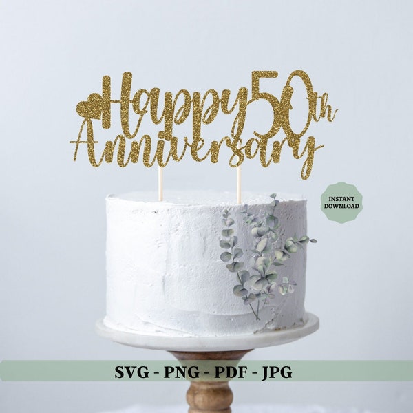 50th Anniversary SVG, Cheers to 50 Years, Cake Topper Svg, Png file, Double Digits SVG, 50th Birthday Svg, 50th Wedding Anniversary