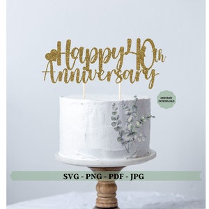 40 年、40 周年記念 SVG、40 周年を祝って、ケーキ トッパー SVG、Png ファイル、40 歳の誕生日 SVG、40 周年結婚記念日