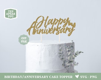 8 8th Anniversary Cake Topper Svg, 8th Happy Anniversary Cake