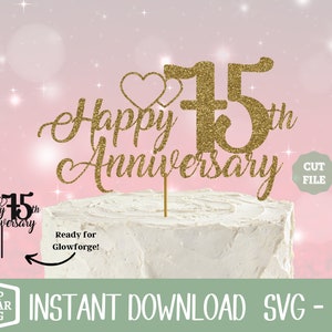 75 周年記念 SVG、75 周年を祝おう、ケーキ トッパー SVG、Png ファイル、2 桁の数字 SVG、結婚 75 周年