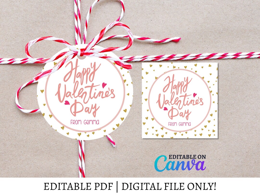 Valentine's Day Gift Tag Template, Printable Treat Sticker (PDF) - Etsy