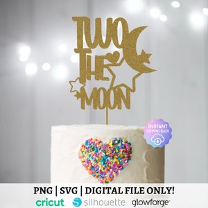 Two The Moon SVG, Topper de bolo de aniversário, Two The Moon Cake Topper, Festa de aniversário, Arquivo digital