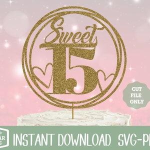 Mis Quince Cake Topper SVG, Quince Anos, Feliz Cumpleanos Svg, Happy Birthday SVG, 15 Birthday Cut File, Quinceanera Svg