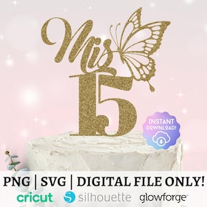 Mis Quince Cake Topper SVG, Quince Anos, Feliz Cumpleanos Svg, Happy Birthday SVG, 15 Birthday Cut File, Quinceanera Svg