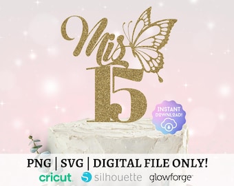 Mis Quince Cake Topper SVG, Quince Anos, Feliz Cumpleanos Svg, Happy Birthday SVG, 15 Birthday Cut File, Quinceanera Svg