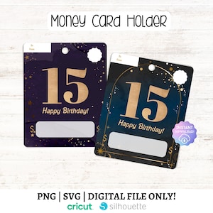 Mis coing, carte de voeux Sweet 15, porte-monnaie pochette baume à lèvres, joyeux anniversaire PNG, conception de modèle de pochette bricolage baume à lèvres