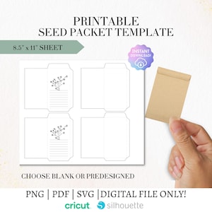 Printable Seed Packet Template: Blank Printable Envelope SVG, PNG, PDF (Digital File)