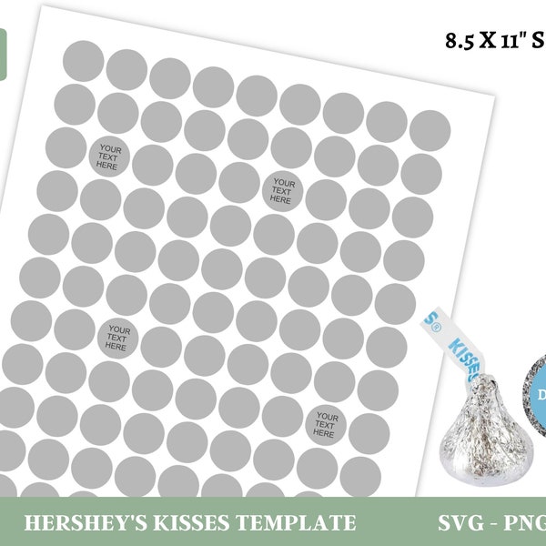 Hershey Kisses Blank Template 0.16oz, Hershey Kiss Sticker Label, Digital File, SVG File, PNG File