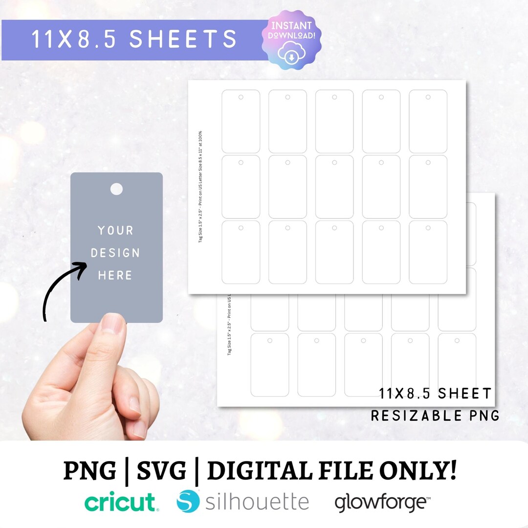 File Side Tag Template Printable Gift Tag Template: Blank Hang Tag SVG, PNG, PDF (digital File ...