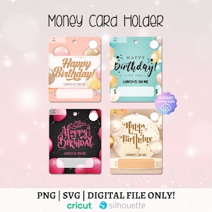 Carta di denaro, porta soldi astuccio per balsamo per labbra, design PNG di buon compleanno, modello di custodia per balsamo per labbra fai da te - HBD03