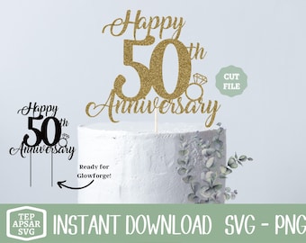 Decorazione per torta per il 50° anniversario SVG, file PNG