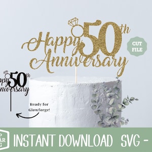 50 周年記念 SVG、50 周年を祝って、ケーキ トッパー SVG、Png ファイル、2 桁の数字 SVG、50 歳の誕生日 SVG、50 周年結婚記念日