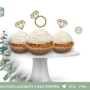 Cupcake Topper SVG, Engaged SVG, We're Engaged SVG, Engaged Cake Topper, Engagement Party, Digital File