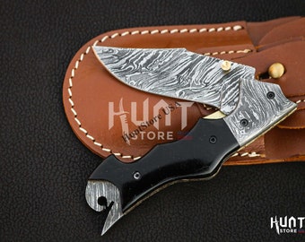 Handmade Damascus Pocket knife Custom Groomsmen Gift Anniversary gift for him Dad Husband Personalized gift for men Graduation gift for him