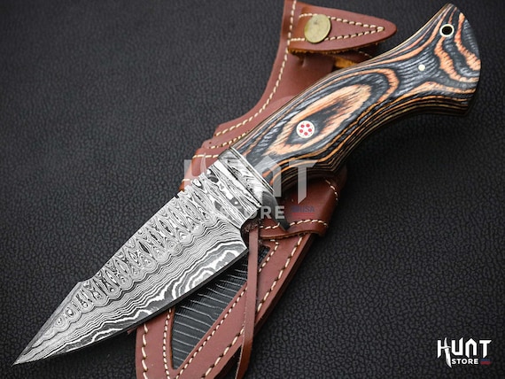 Knives - Handmade knife - Small Bowie Knife - Damascus Hunting knife - Personalized knife gift for him - Gift for men - Birthday gift
