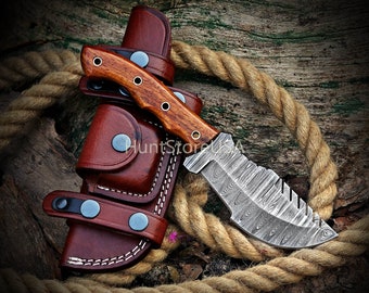 handmade knife Damascus Tracker knife Personalize knife with sheath custom knife gifts for him gift for men Anniversary birthday gift