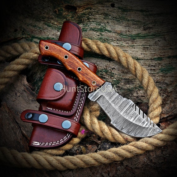 handmade knife Damascus Tracker knife Personalize knife with sheath custom knife gifts for him gift for men Anniversary birthday gift