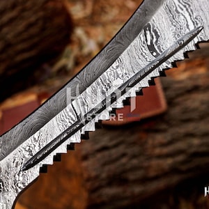 Espadas increíbles, espada maestra artesanal de caza de acero de Damasco, regalo perfecto para aniversarios, cumpleaños y padrinos de boda. imagen 4