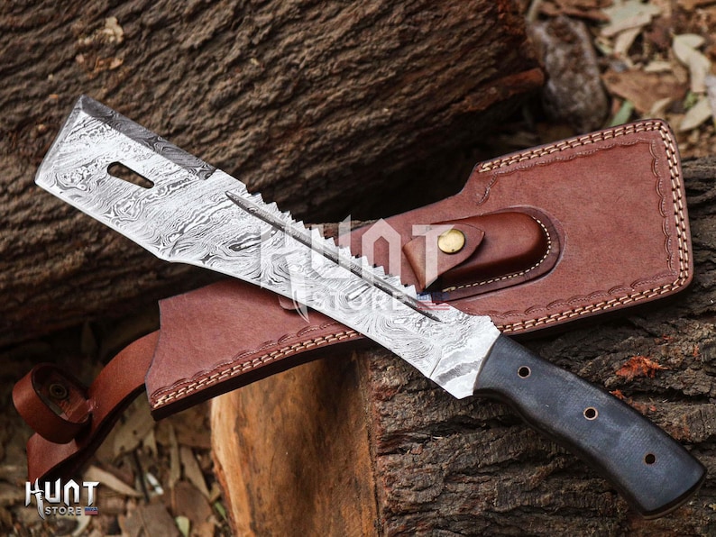 Espadas increíbles, espada maestra artesanal de caza de acero de Damasco, regalo perfecto para aniversarios, cumpleaños y padrinos de boda. imagen 2