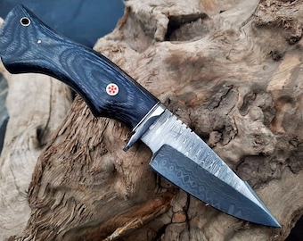 Hand made damascus steel bowie knife hunting knife gift for him gift for husband fathers day gift wedding anniversary gift birthday gift